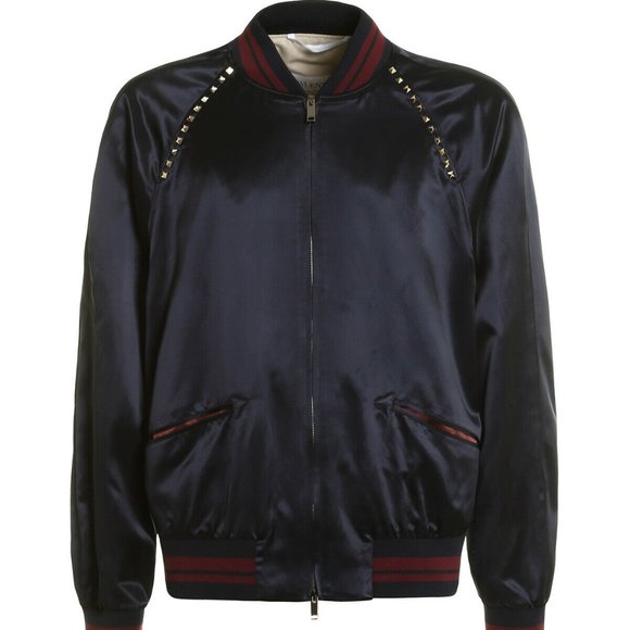 VALENTINO Paris $2295 Rockstud Untitled #14 Souvenir Studded Bomber Jacket Italy